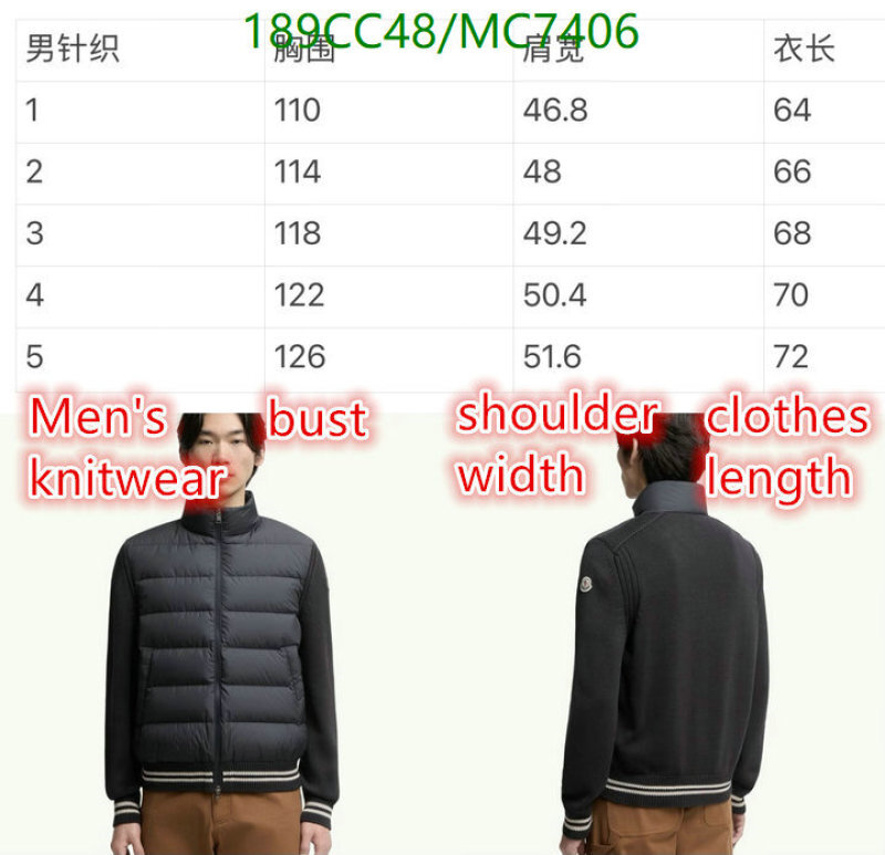 Moncler-Down jacket Men Code: MC7406 $: 189USD