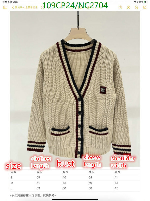 MIUMIU-Clothing Code: NC2704 $: 109USD