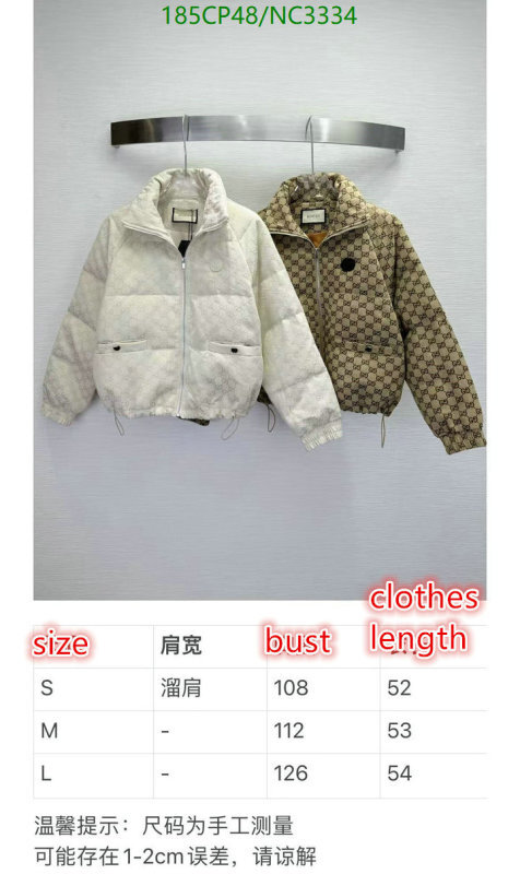 Gucci-Down jacket Women Code: NC3334 $: 185USD