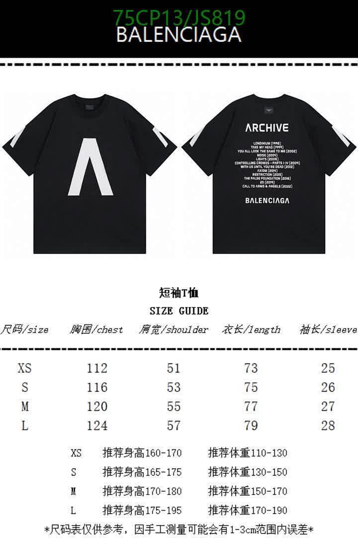 Balenciaga-Clothing Code: JS819 $: 75USD