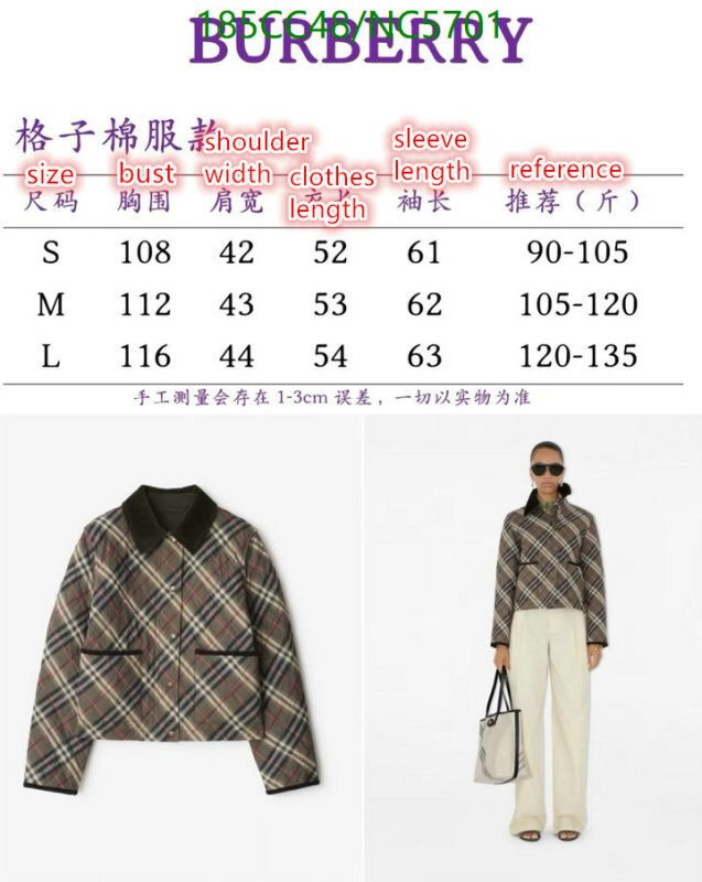 Burberry-Down jacket Women Code: NC5701 $: 185USD