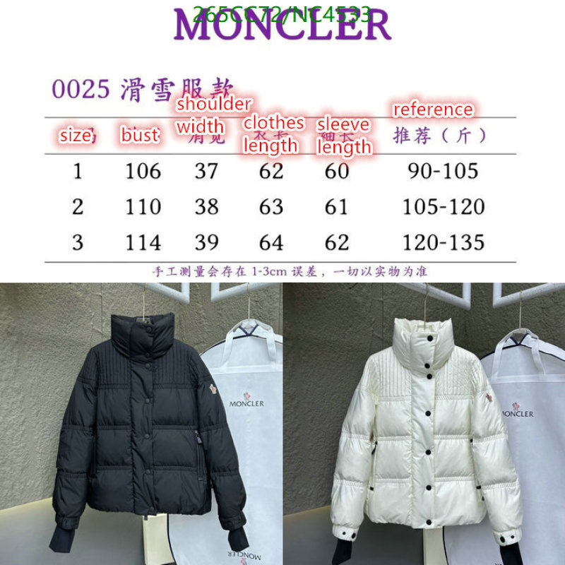 Moncler-Down jacket Women Code: NC4533 $: 265USD