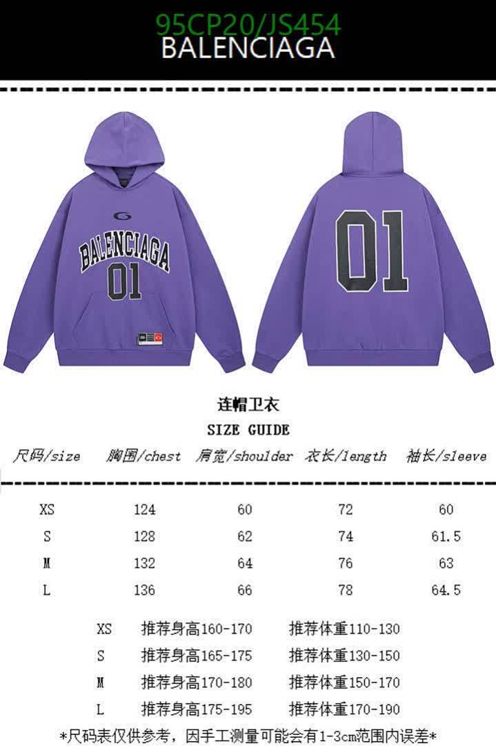 Balenciaga-Clothing Code: JS454 $: 95USD