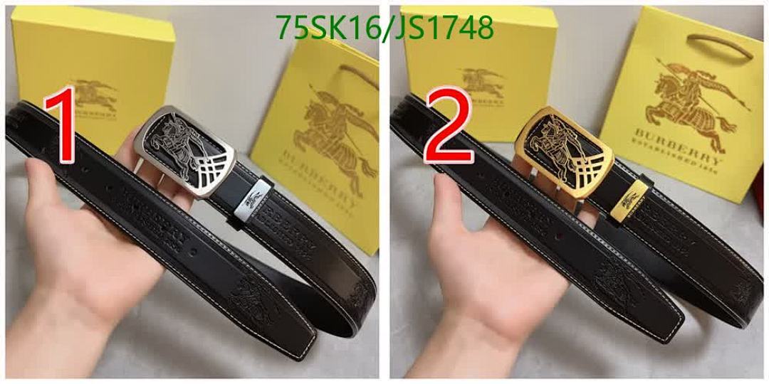 Burberry Men's Cowhide Leather Belt with Iconic Buckle, Width 3.8cm