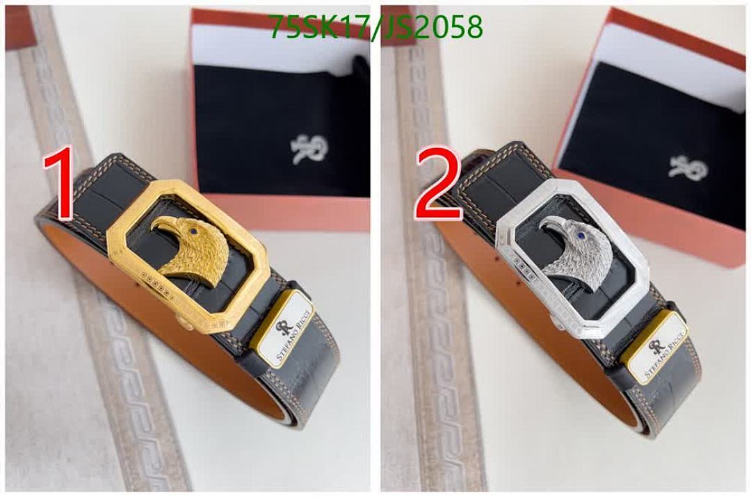 Stefano Ricci Men's Black Cowhide Belt With Eagle Buckle, JS2058