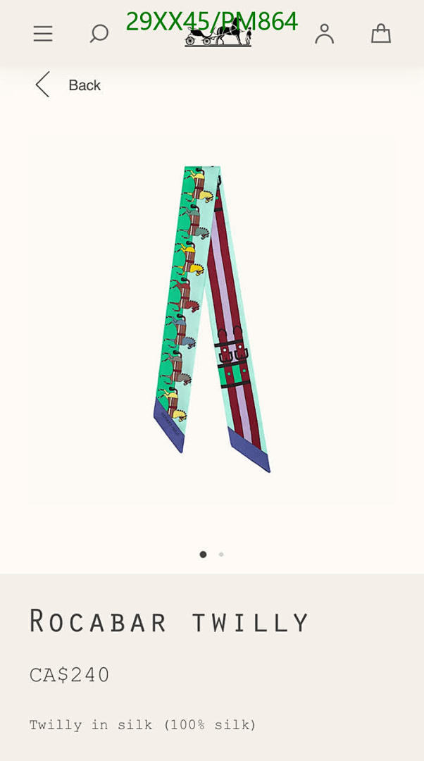 Hermes-Scarf Code: PM864 $: 29USD