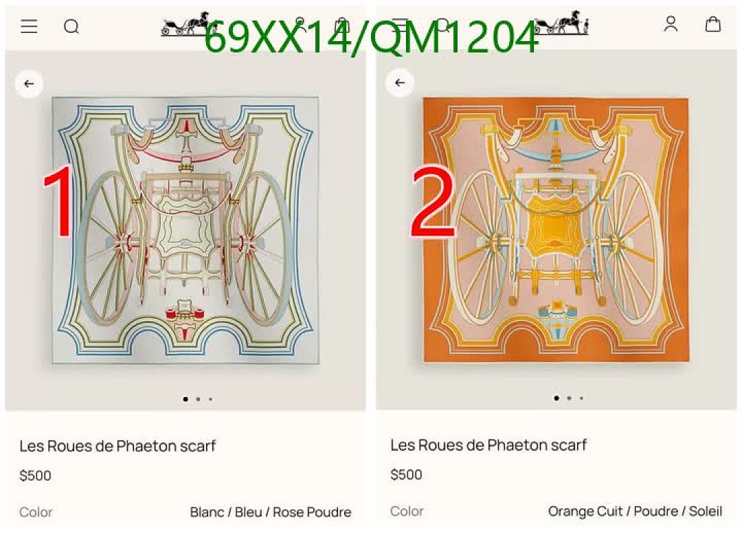 Hermes-Scarves Code: QM1204 $: 69USD