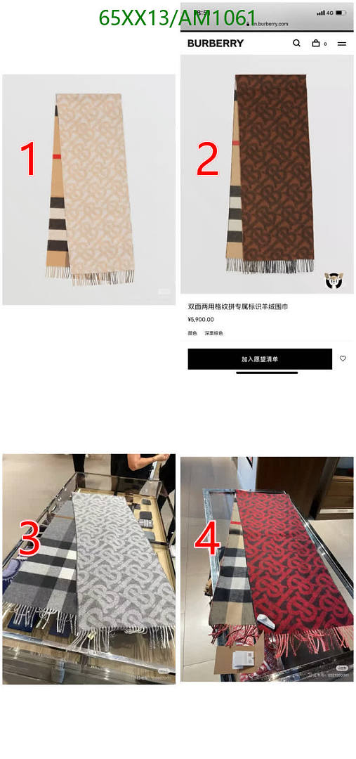 Burberry-Scarves Code: AM1061 $: 65USD