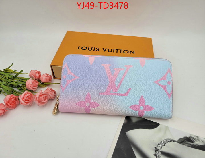 LV Bags(4A)-Wallet,ID: TD3478,$: 49USD