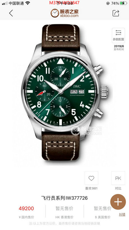 Watch(TOP)-IWC,shop , ID: WO3847,$: 379USD