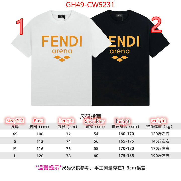 Clothing-Fendi,the best quality replica , ID: CW5231,$: 49USD