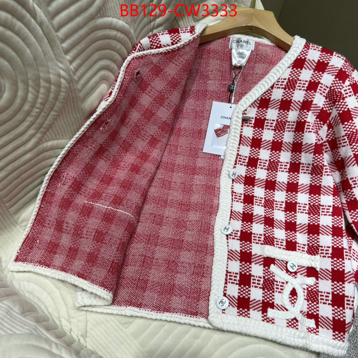 Clothing-Chanel,buy top high quality replica ,ID: CW3333,$: 129USD