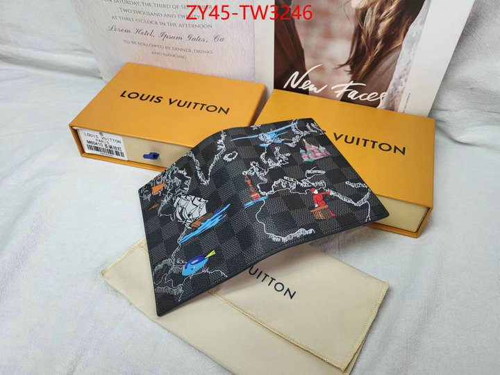 LV Bags(4A)-Wallet,designer 1:1 replica ,ID: TW3246,$: 45USD