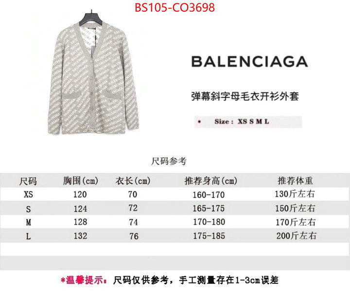 Clothing-Balenciaga,7 star quality designer replica , ID: CO3698,$: 105USD