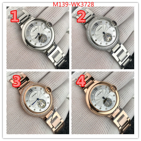 Watch(4A)-Cartier,at cheap price , ID: WK3728,$:139USD