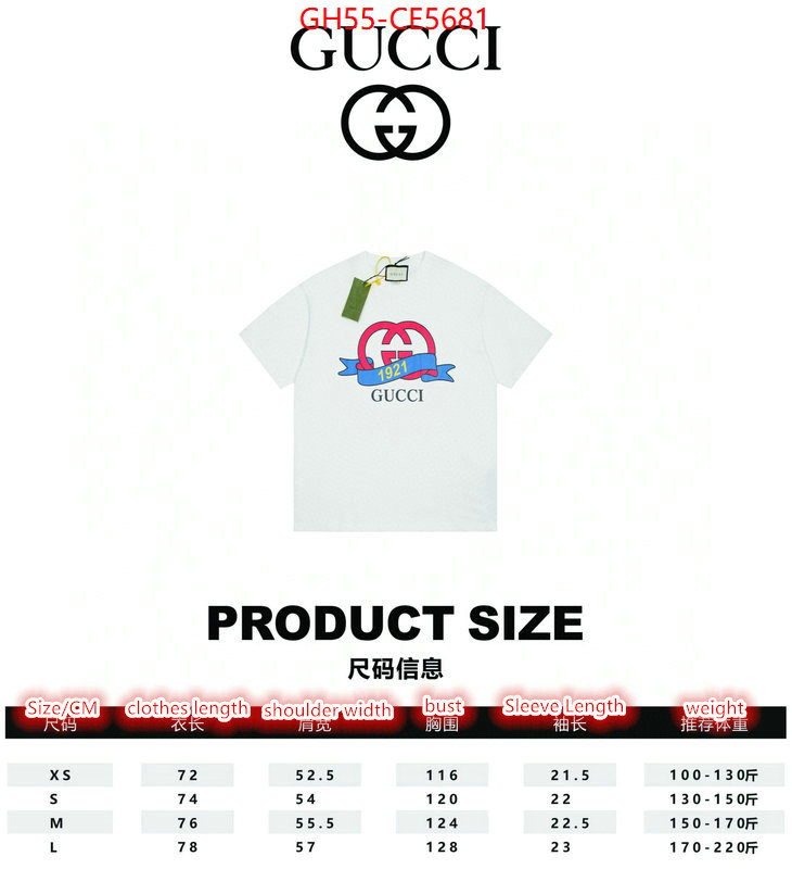 Clothing-Gucci,best quality fake ID: CE5681,$: 55USD