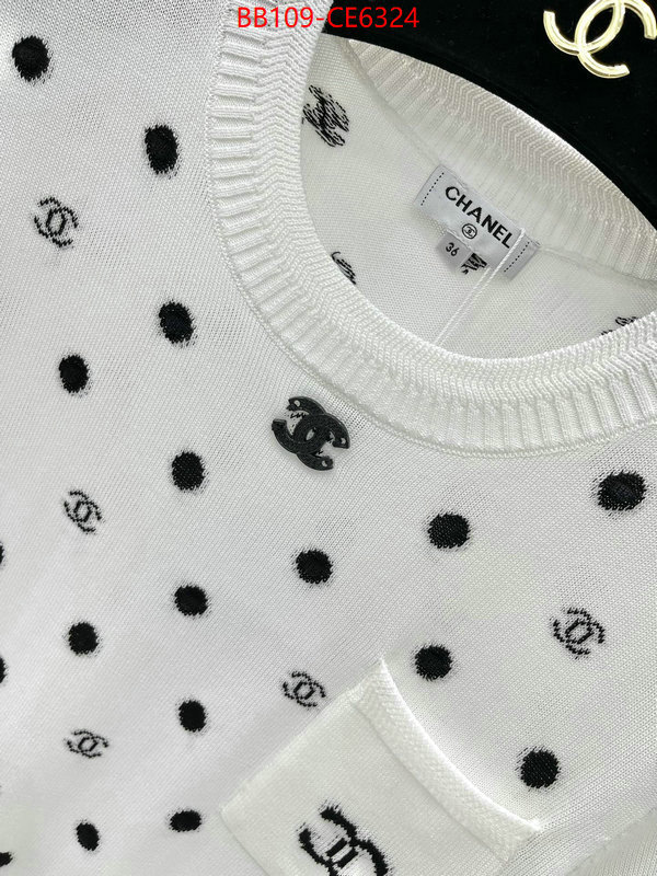 Clothing-Chanel,where could you find a great quality designer ID: CE6324,$: 109USD