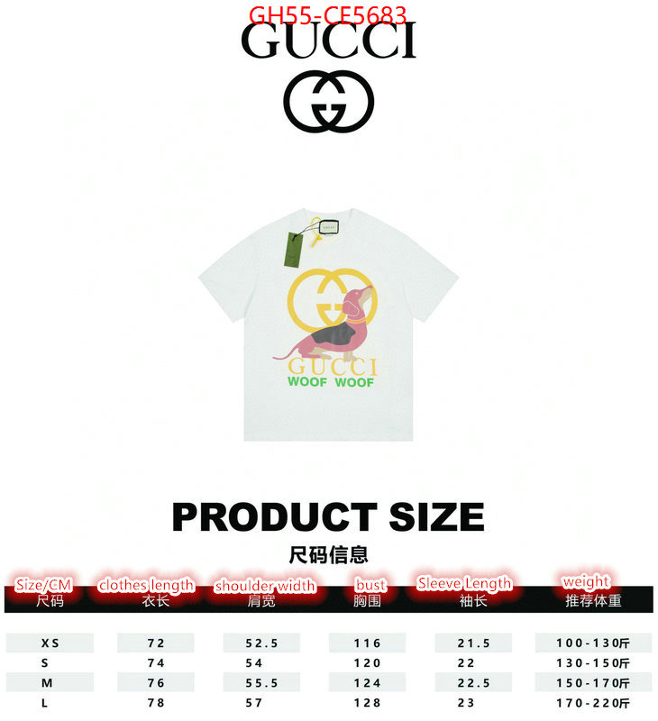 Clothing-Gucci,where could you find a great quality designer ID: CE5683,$: 55USD