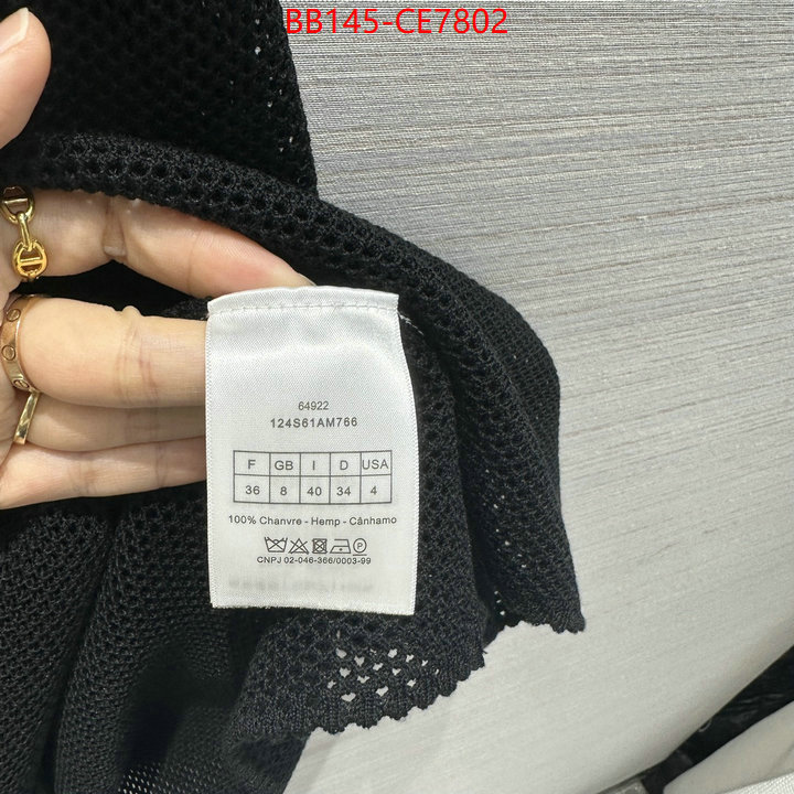 Clothing-Dior,top perfect fake ID: CE7802,$: 145USD