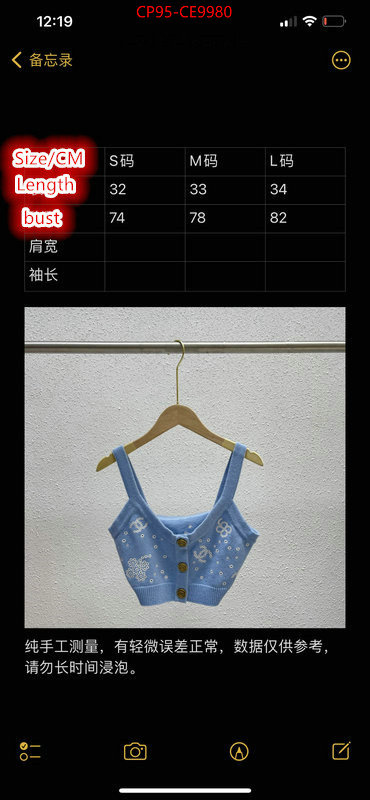 Clothing-Chanel,designer fake ID: CE9980,$: 95USD