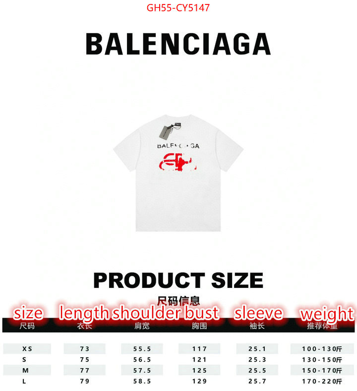 Clothing-Balenciaga sell high quality ID: CY5147 $: 55USD