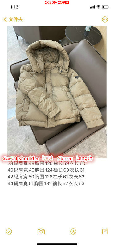 Down jacket Women-Prada mirror quality ID: CO983 $: 209USD