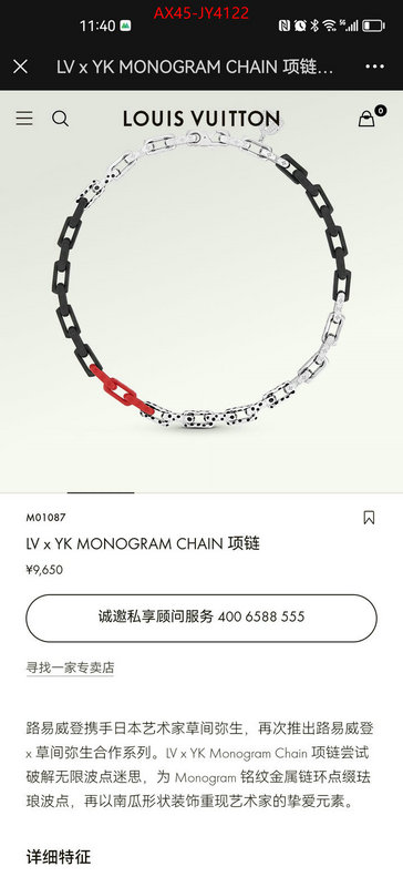 Jewelry-LV where quality designer replica ID: JY4122 $: 45USD
