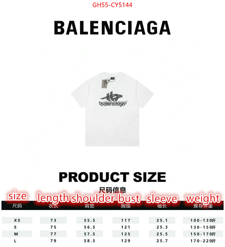 Clothing-Balenciaga outlet sale store ID: CY5144 $: 55USD