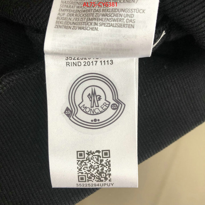 Clothing-Moncler shop cheap high quality 1:1 replica ID: CY6381 $: 75USD