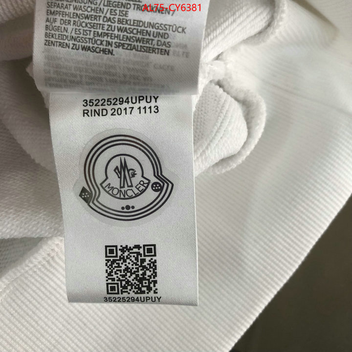 Clothing-Moncler shop cheap high quality 1:1 replica ID: CY6381 $: 75USD