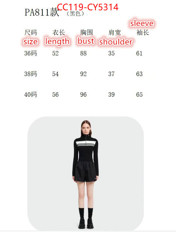 Clothing-Prada online shop ID: CY5314 $: 119USD