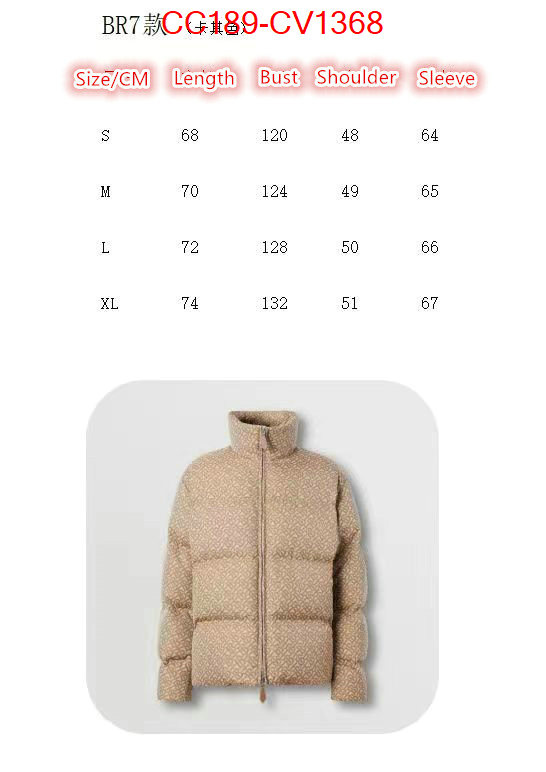 Down jacket Men-Burberry top grade ID: CV1368 $: 189USD