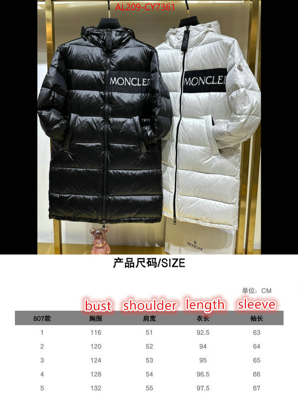 Down jacket Men-Moncler wholesale 2023 replica ID: CY7361 $: 209USD