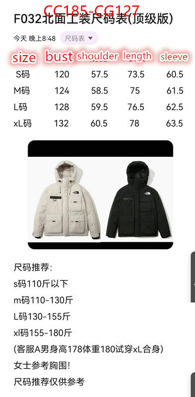 Down jacket Men-The North Face best site for replica ID: CG127 $: 185USD
