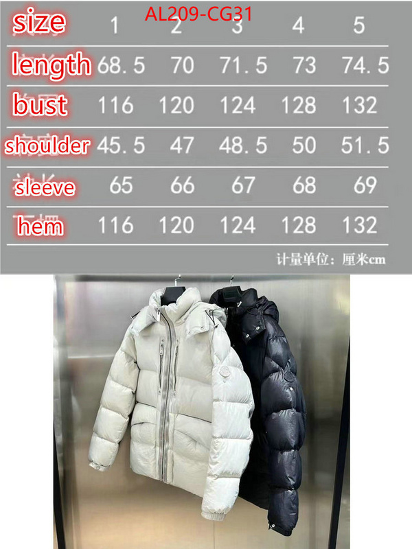 Down jacket Men-Moncler top quality fake ID: CG31 $: 209USD