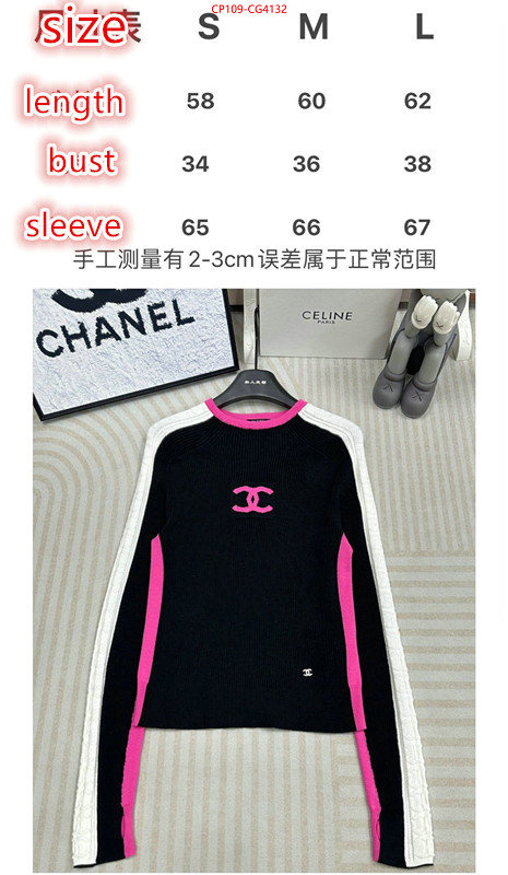 Clothing-Chanel 1:1 replica wholesale ID: CG4132 $: 109USD