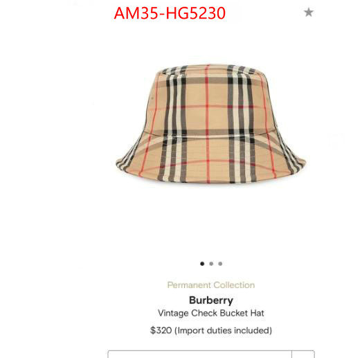 Cap(Hat)-Burberry knockoff highest quality ID: HG5230 $: 35USD
