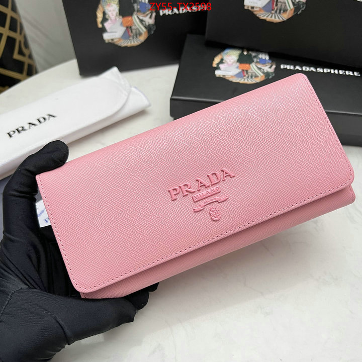 Prada Bags (4A)-Wallet 2023 aaaaa replica customize ID: TX2598 $: 55USD,