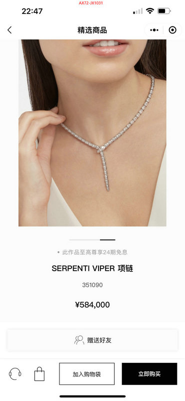 Jewelry-Bvlgari buy luxury 2023 ID: JX1031 $: 72USD