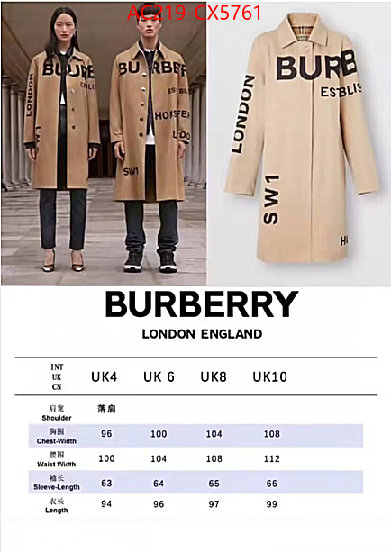 Clothing-Burberry high quality designer replica ID: CX5761 $: 219USD