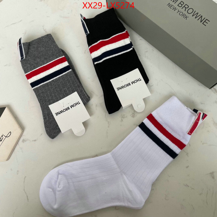 Sock-Thom Browne luxury fake ID: LX5274 $: 29USD