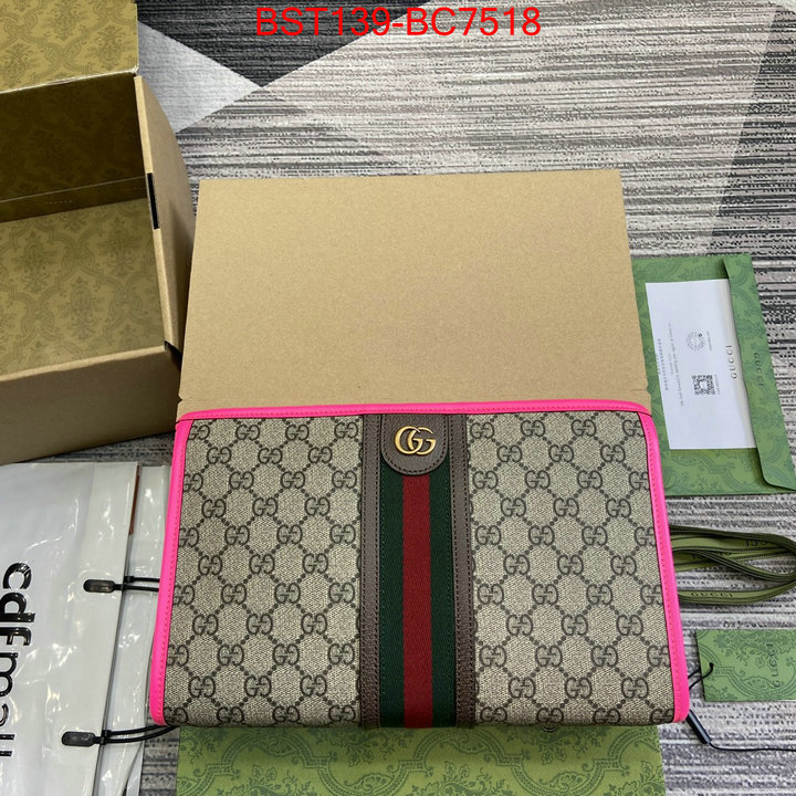 Gucci Bags(TOP)-Clutch- wholesale replica shop ID: BC7518 $: 139USD,