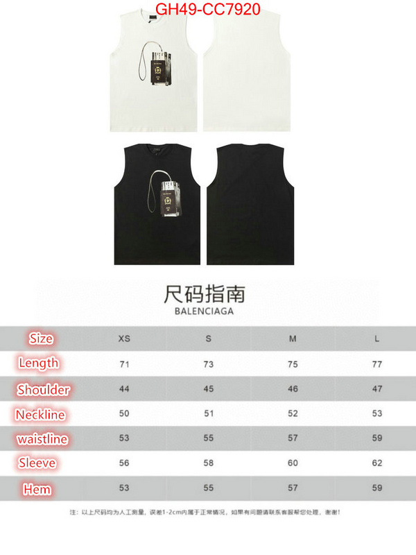 Clothing-Balenciaga top fake designer ID: CC7920 $: 49USD