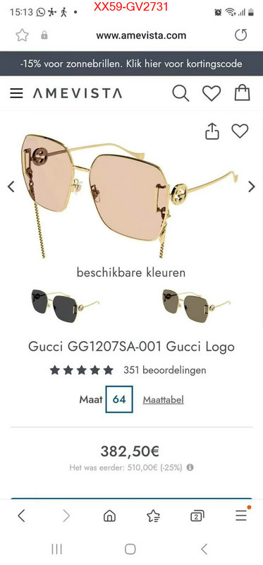 Glasses-Gucci shop cheap high quality 1:1 replica ID: GV2731 $: 59USD