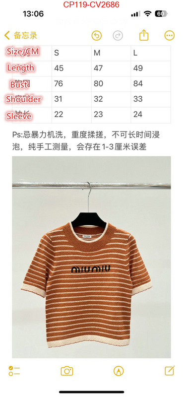 Clothing-MIU MIU the highest quality fake ID: CV2686 $: 119USD