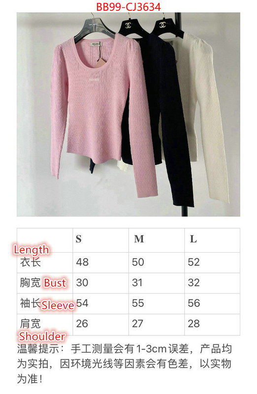 Clothing-MIU MIU high ID: CJ3634 $: 99USD