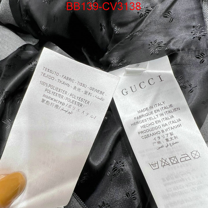 Clothing-Gucci designer high replica ID: CV3138 $: 139USD