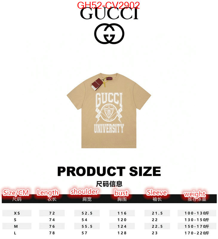 Clothing-Gucci luxury cheap ID: CV2902 $: 52USD