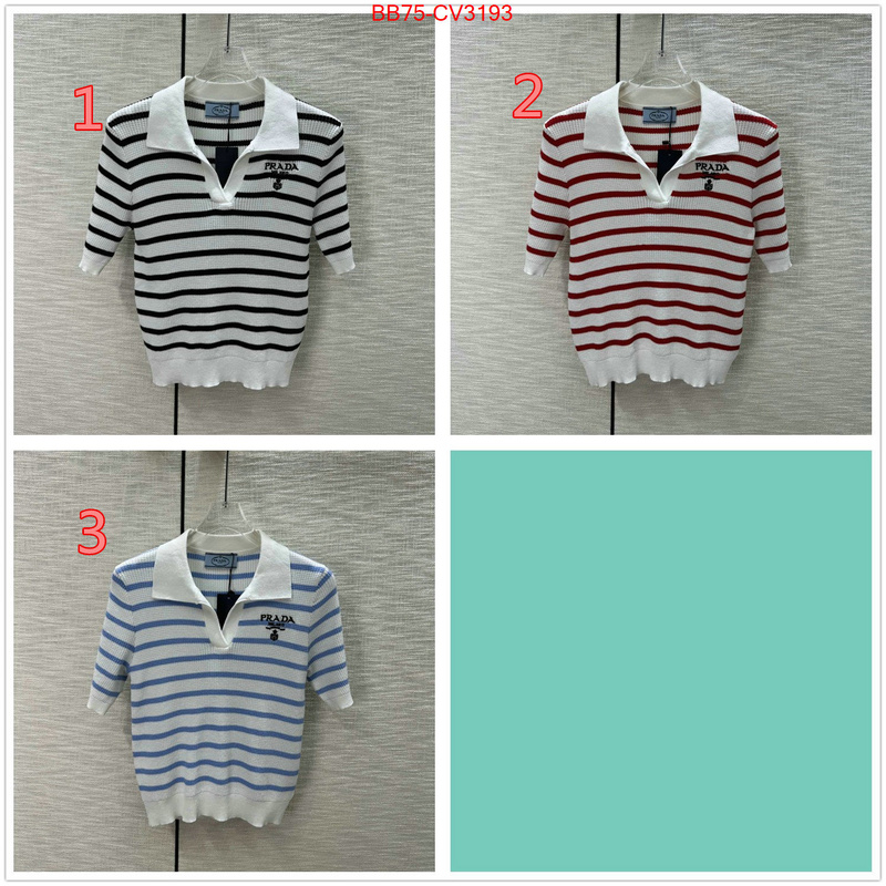 Clothing-Prada high quality customize ID: CV3193 $: 75USD