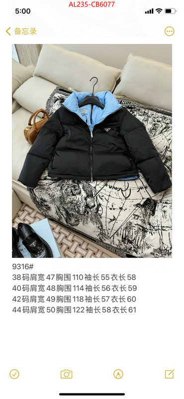 Down jacket Women-Prada replica best ID: CB6077 $: 235USD